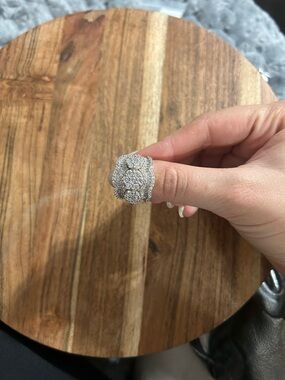Gold-Tone Pavé Flower Cluster Ring - White Crystal Accent